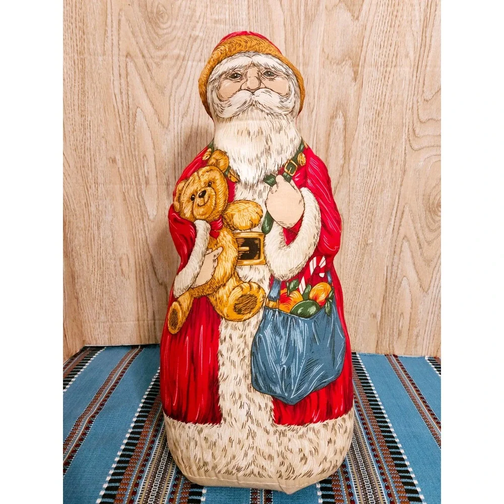 Vintage Cranston Father Christmas Soft Sculpture Santa Claus Fabric Pillow